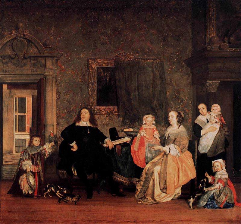 Gabriel Metsu Portrait of Jan Jacobsz Hinlopen and His Family Spain oil painting art